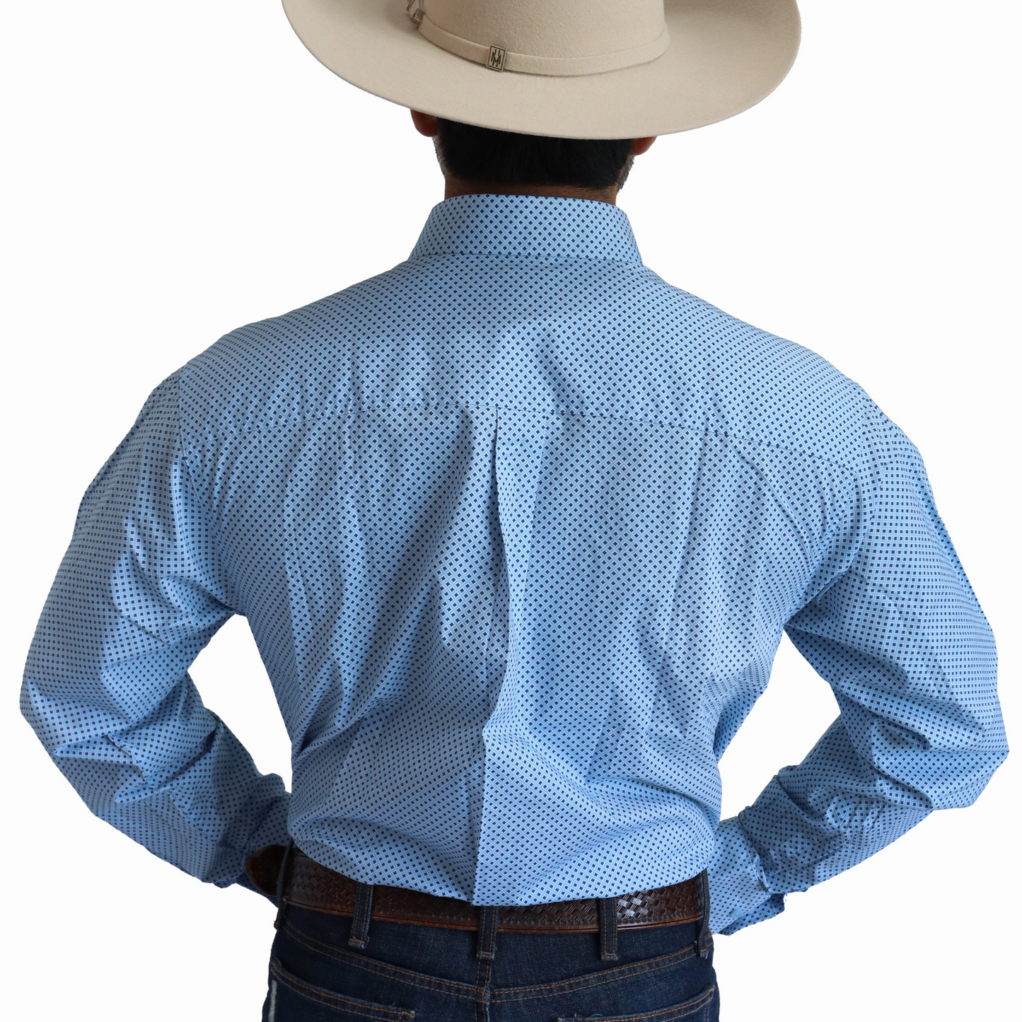 Camisa Cinch Manga Larga Strech Rombos Azul Claro MTW1105798