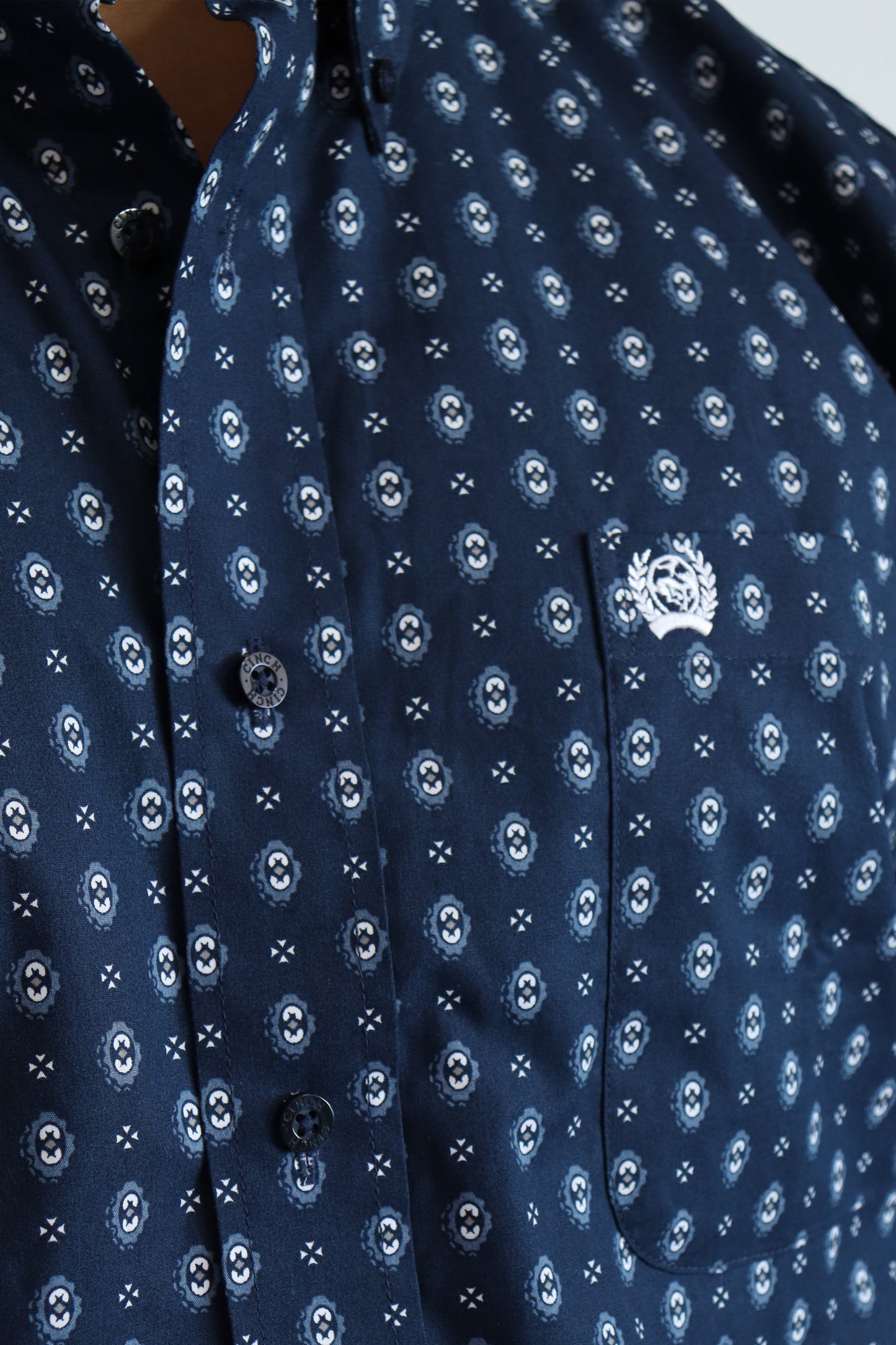Camisa Cinch Manga Larga Classic Fit Azul Marino Figuras MTW1105695
