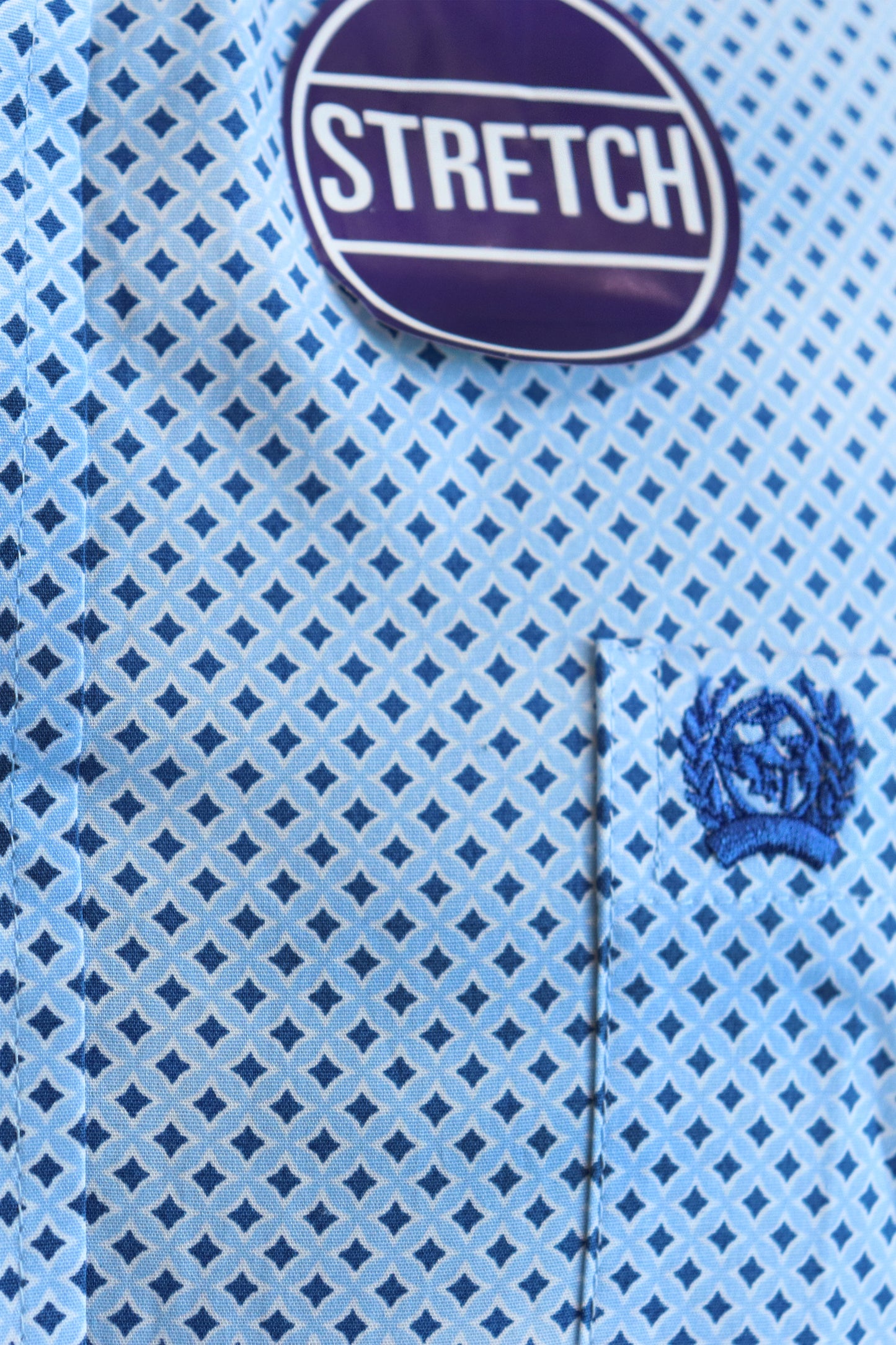 Camisa Cinch Manga Larga Strech Rombos Azul Claro MTW1105798