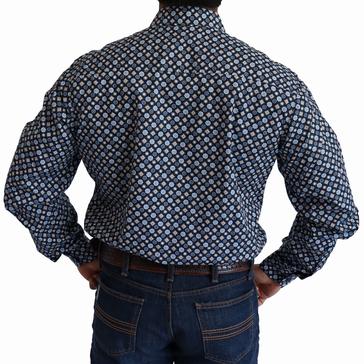 Camisa Cinch Manga Larga Modern Fit Azul Marino Figuras MTW1347093