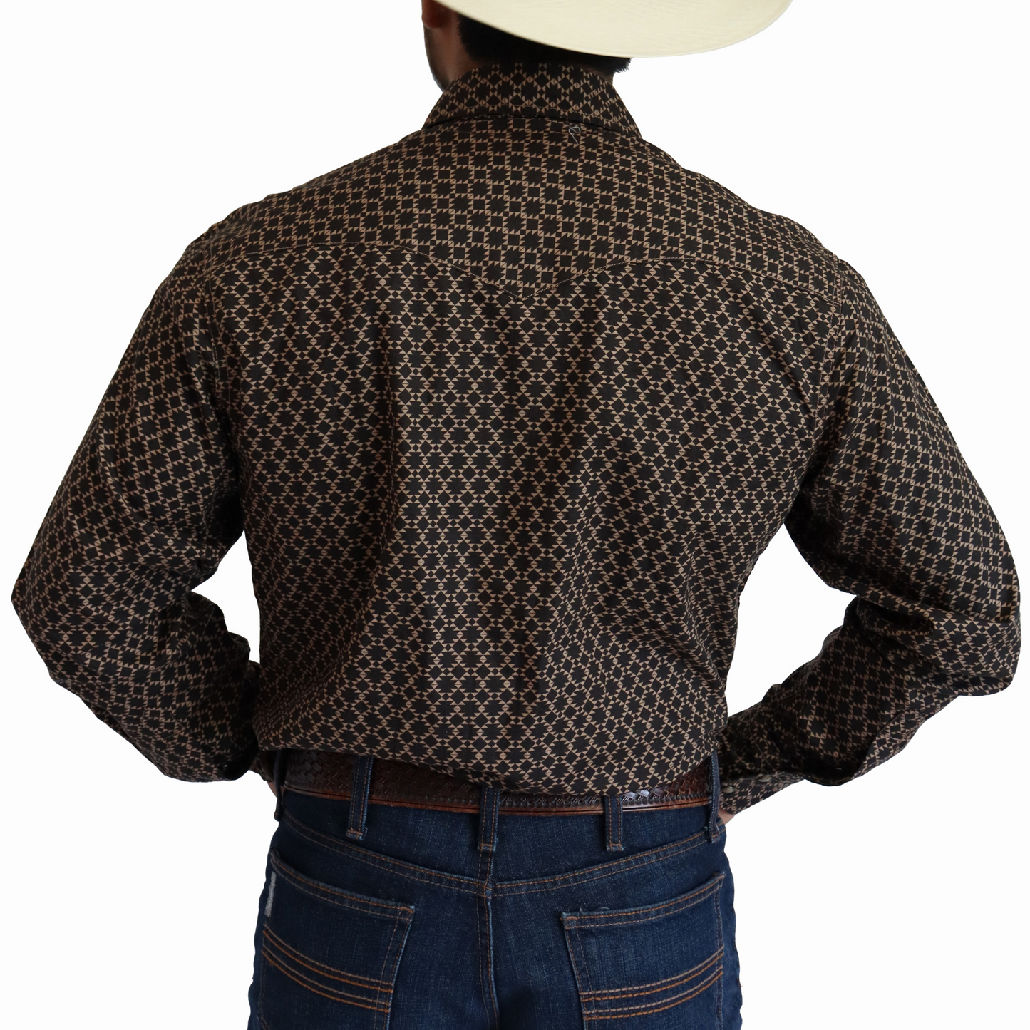 Camisa Cinch Manga Larga Modern Fit Cafe Figuras MTW1303071
