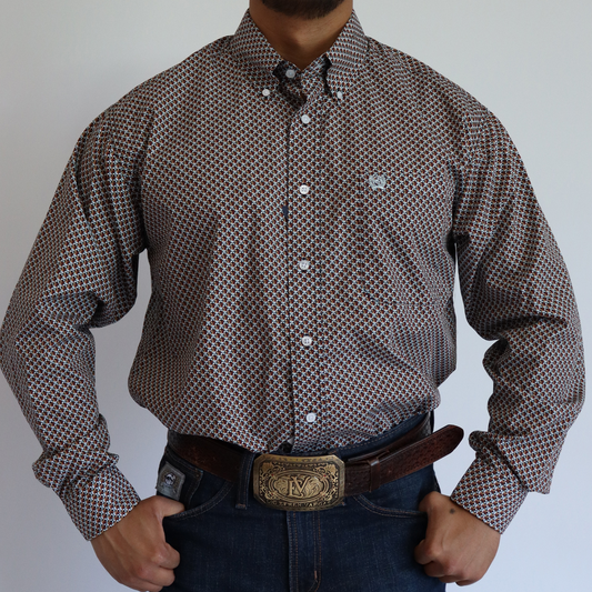 Camisa Cinch Manga Larga Strech Rombos Ocre MTW1105615