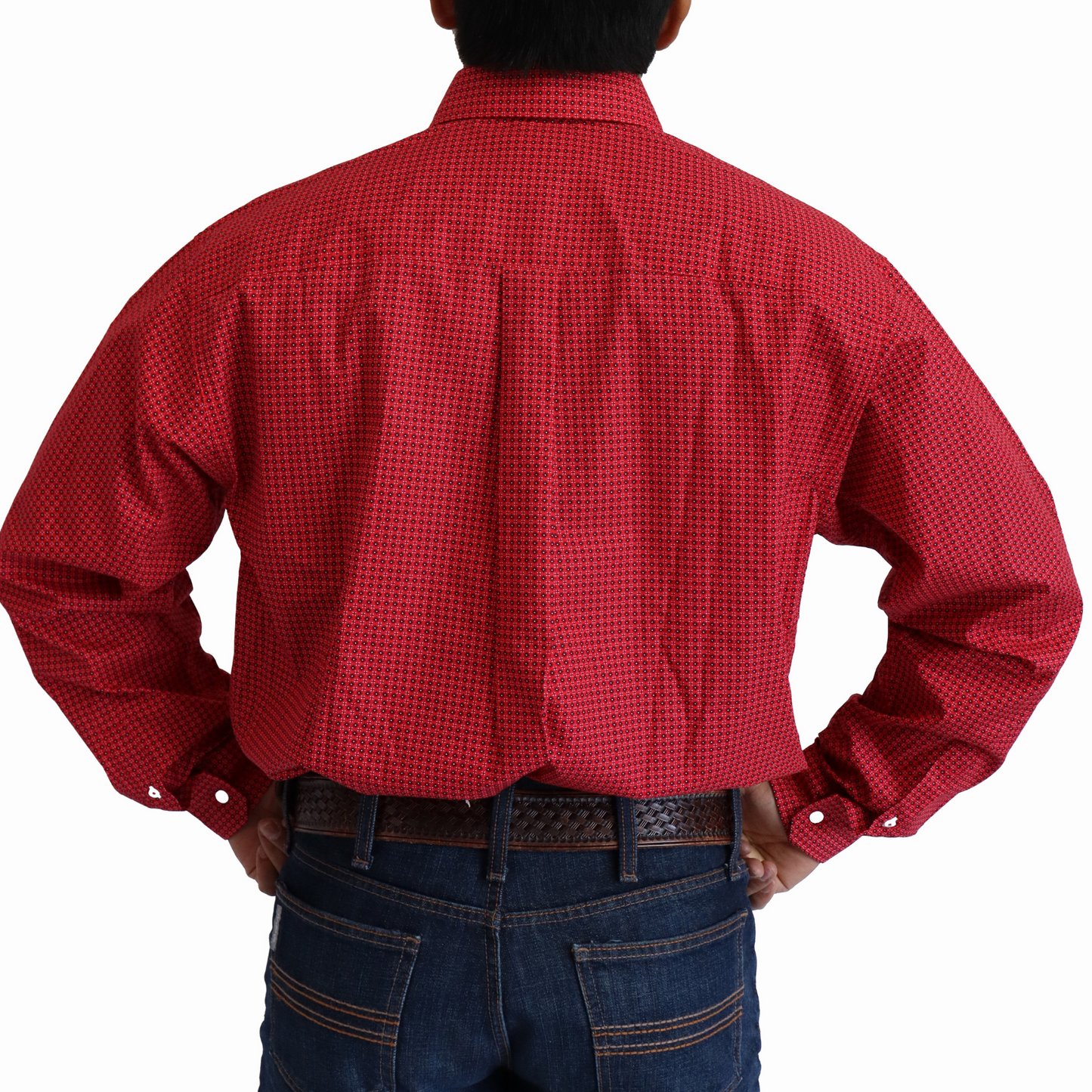Camisa Cinch Manga Larga Classic Fit Roja Figuras MTW1105769