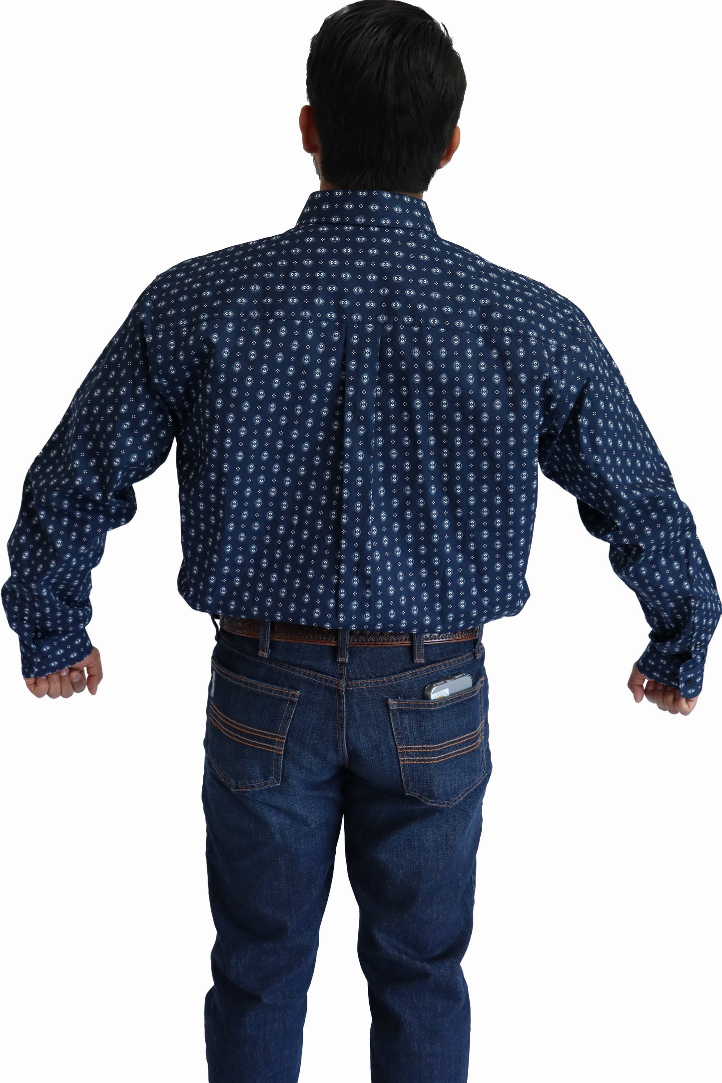 Camisa Cinch Manga Larga Classic Fit Azul Marino Figuras MTW1105695